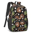 thumbnail image 2 of Baseballs Gloves Black Pattern 17" School Backpacks for Teens,Waterproof Oxford Fabric,S-Shape Padded Straps for School,Travel,Hiking,Camping, 2 of 6