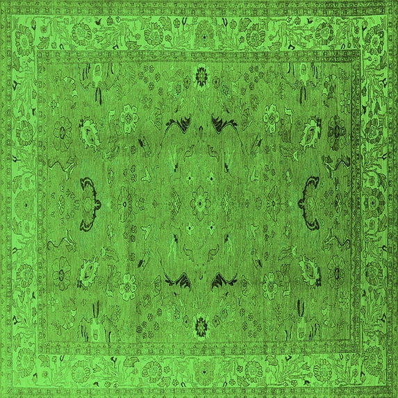 Ahgly Company Indoor Square Oriental Green Traditional Area Rugs, 6' Square