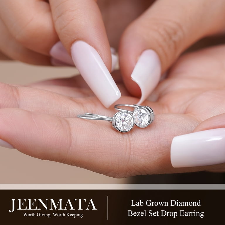 JeenMata 0.50 Carat Lab Grown Diamond Bezel Leverback Earrings photo 5
