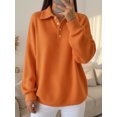 thumbnail image 2 of jinghuiyue Womens Polo Shirts Long Sleeve Waffle Knit Button Down Shirt Casual Loose Fit V Neck Tunic Tops S, 2 of 4