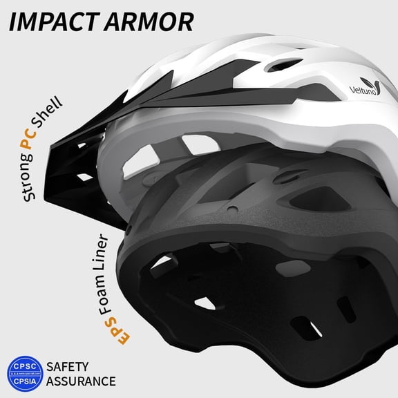 Adult Bike Helmet with LED Rear Light and Removable Visor