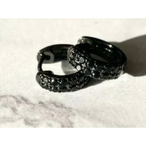 2.5Ct Round Lab-Created Diamond Men's Huggie Hoop Earrings 14k Black Gold Plated