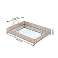 thumbnail image 3 of Efavormart 16"x12" Lace Blush/Rose Gold Metal Decorative Serving Trays with Handles, Rectangle Mirrored Vanity Trays for Party, Wedding Tray, Kitchen Decoration, and Sweets Farmhouse Tray, 3 of 10