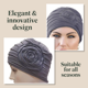 thumbnail image 3 of MASUMI Chemo Organic Headwear - PRIMROSE / Cáncer Headwear para Mujer con Caída Del Cabello / Sombreros y Coberturas de Alopecia / Turbante 95% Algodón (Color: Gris), 3 of 5