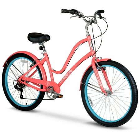Hyper Commute Women S Comfort Bike Coral 26 Wheels 7 Speed