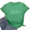 thumbnail image 6 of Valentines Day Shirt for Women Heart Print Round Neck Tee Fashion Casual Short Sleeve Tops ,Green,M, 6 of 7