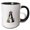 Black/White, variant on 3drose, Appealing Letter A. Halloween Monogram, Broom, Wizard Hat, Cat Art, 11oz Mug