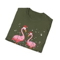 thumbnail image 4 of Pink Flamingo Christmas Lighting Xmas Tree Santa Hat Novelty Unisex T-Shirt, 4 of 4