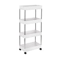 thumbnail image 3 of Immere Rolling Storage Cart, 4-Tier Bathroom Organizer Utility Cart Laundry Room Organization Mobile Shelving Unit with Towel Rack, Lockable Wheel, Hooks & Cup for Kitchen Bedroom Office, White, 3 of 8