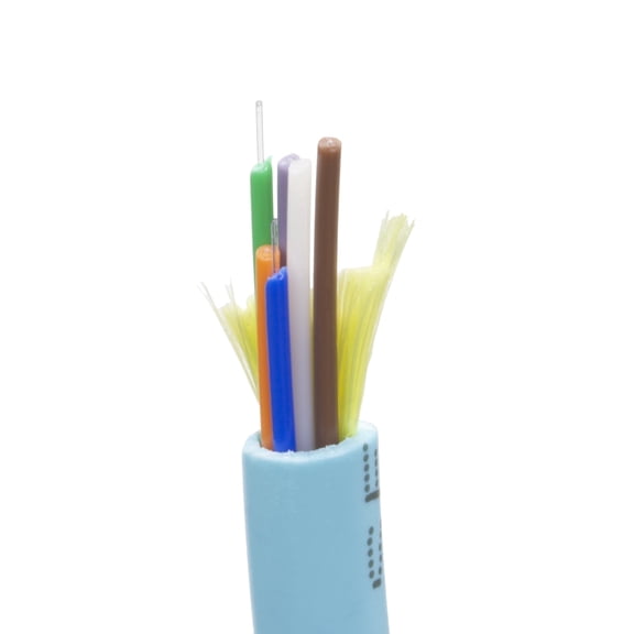 1000ft Aqua 6-Strand Fiber Optic Cable Multimode 50/125 OM4, Corning ClearCurve, Plenum Rated, High-Speed 10G, Indoor Networking Spool