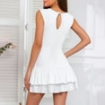 thumbnail image 2 of HNMKIU Summer Dresses for Women 2026 Bodycon Double Layered Ruffle Ruched Tiered Sleeveless Tank Slim Fit Corset Short Bodycon Dresses for Women White,S, 2 of 4