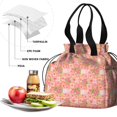 thumbnail image 4 of Pioneer Flower Floral Print Pattern Drawstring Lunch Bag Women - Drawstring Lunch Bag Insulated for Work Office - Stain-Resistant Large Lunchbags for Women with Multi-Pockets, 4 of 6