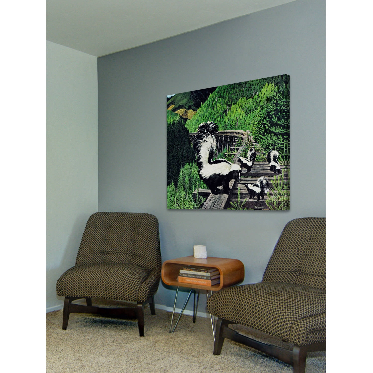 "Skunk Family" Painting Print on Wrapped Canvas