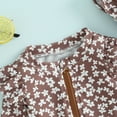 thumbnail image 6 of Bagilaanoe Toddler Baby Girl One-Piece Swimsuit Flower Print Long Sleeve Zipper Rashguard Swimwear + Swimming Cap 6M 9M 12M 18M 24M 3T Kids Ruffle Bathing Suit, 6 of 8