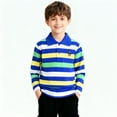 thumbnail image 2 of Bovxnpu Girls Long Sleeve T Shirts Kids Spring Fall Tops School Tee Children's Summer Stripe Print Recreational Sports Long Sleeve Turndown Collar Blouse For Kids, 2 of 7