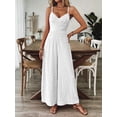 thumbnail image 4 of ZOELNIC Women's Summer Jumpsuit Spaghetti Strap Back Bow Romper, Wide Leg Vacation Outfit, Casual Resort Wear One Piece for Beach & Travel, 2XL, 4 of 7