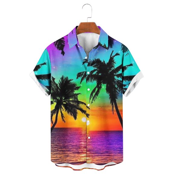 Father Day Sale!Hawaiian Shirts for Men Vintage,Men's Short Sleeve Button Down Vintage Shirts,Hawaiian Casual Printed Beach Shirt Summer Regular Fit Top,Mens Floral Beach Shirts Wrinkle Free