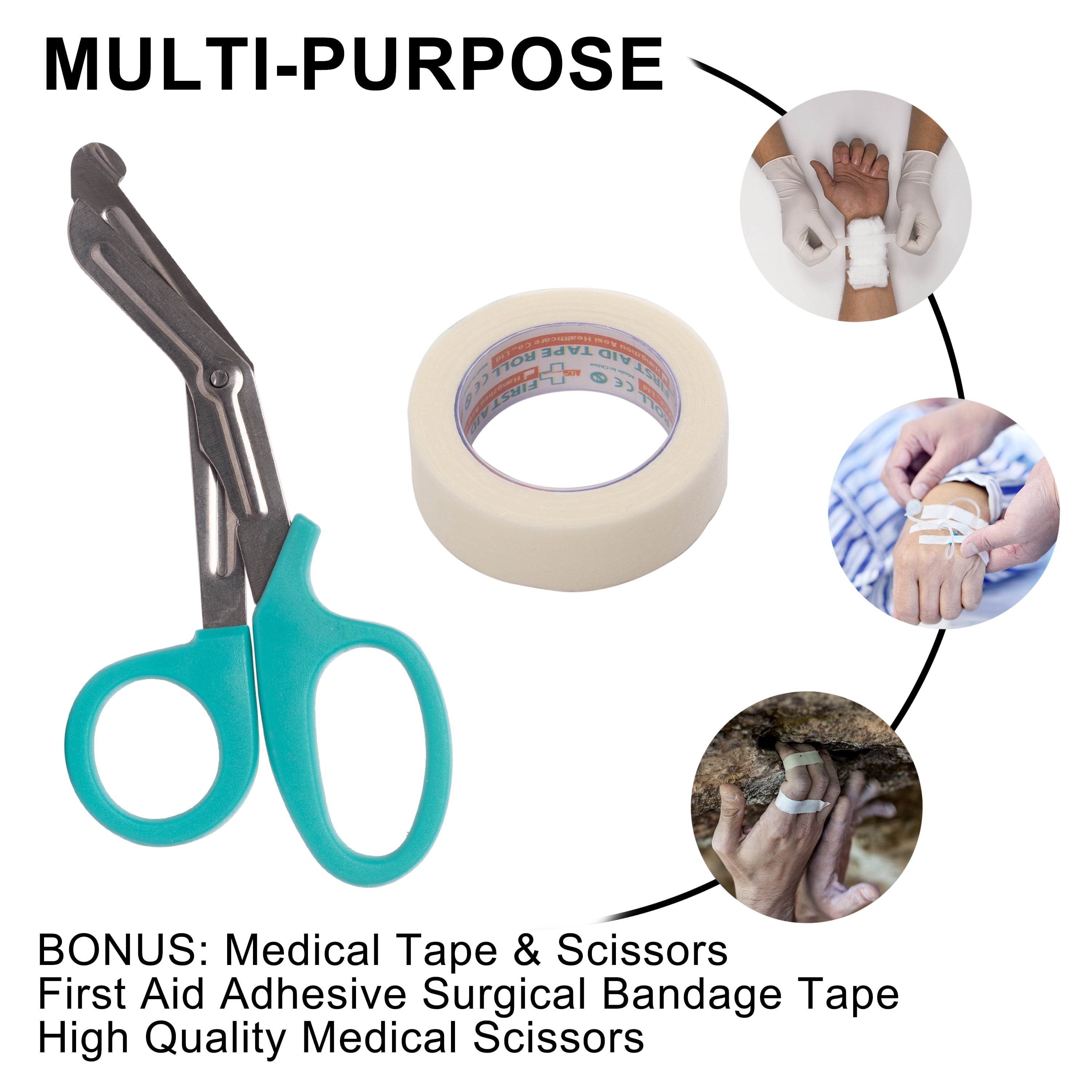 Gauze Bandage Roll (24-Pack) with Bonus Tape + Scissors, 4" x 5 Yards