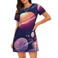 thumbnail image 1 of Easygdp Planet Pastel Galaxy Camisón de manga corta para mujer, informal, estampado, 1 of 6