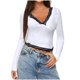 thumbnail image 3 of Chaqueta deportiva,Blusa de encaje con patchwork para mujer, manga larga, cuello en V, camisa informal de poliéster, para uso diario y en casa, sopatenor, 3 of 8