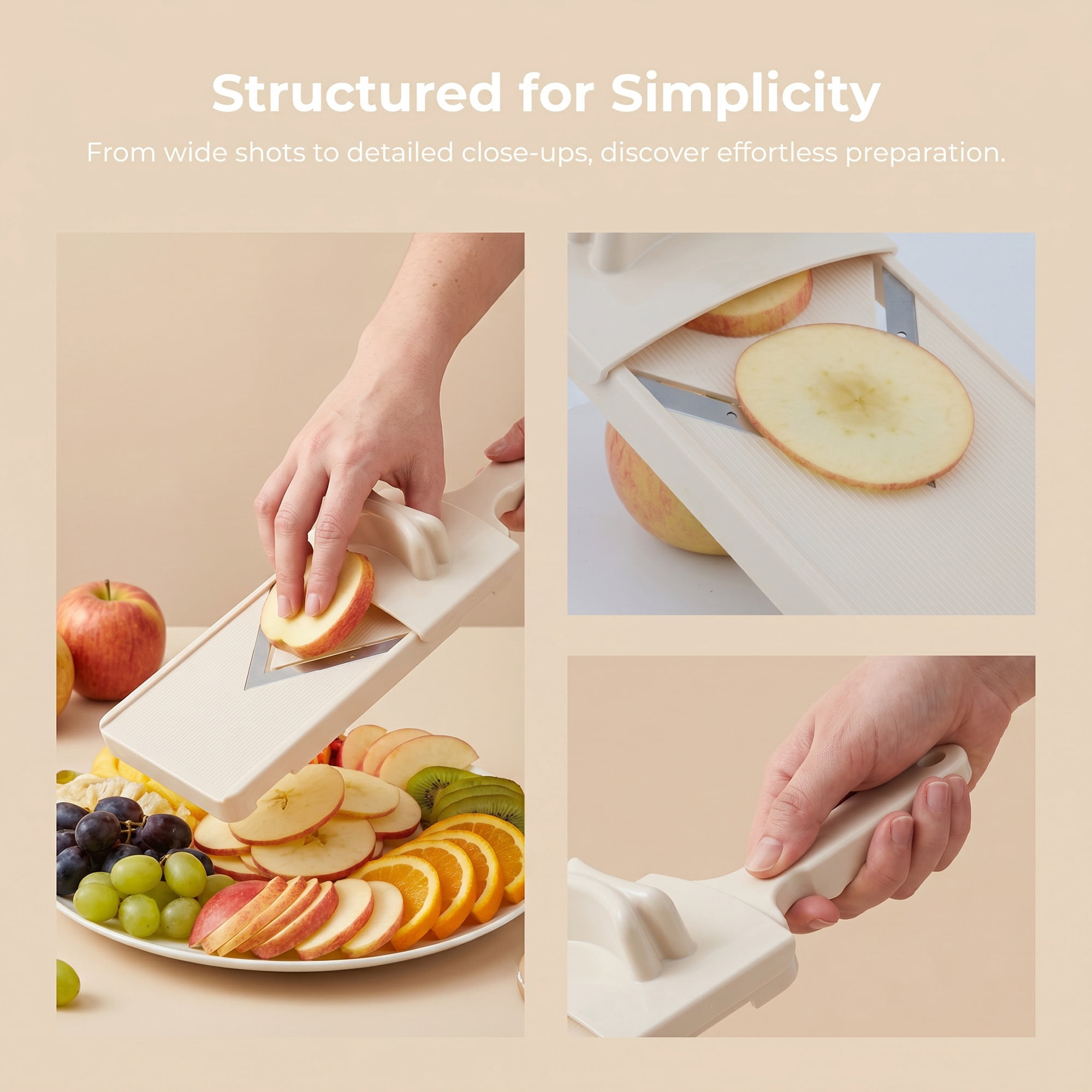 Unique Bargains Multifunctional Potato Slicer with Chopping Function Beige 12.6"x3.9"