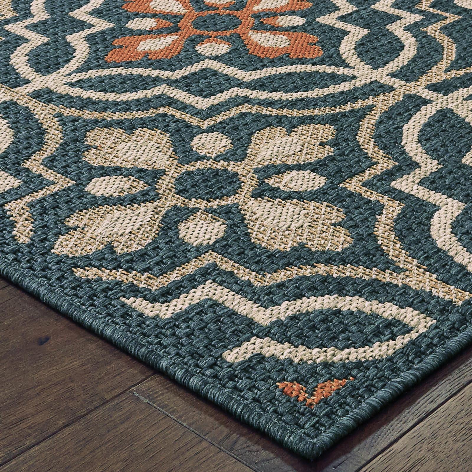 Avalon Home Lakeland Trellis Indoor/Outdoor Rug, 5'3" X 7'3", Grey/ Orange
