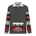 thumbnail image 5 of DDAPJ pyju Cowboy Men's Aztec Western Fleece Sweatshirt Cow Head Pullover 1/4 Zip Stand Collar Long Sleeve Country Sweatshirts Gray XL, 5 of 6