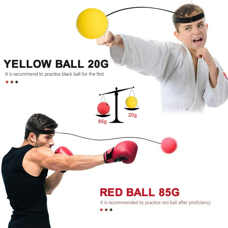 Reflex Ball,Boxing Ball Gear of to Improve Speed and Hand-Eye Coordination  for Men, Kids Boxing Equipment,Style:Yellow PU ball + Red rubber ball; 
