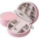 thumbnail image 2 of Caja de almacenamiento de joyería de material de PU rosa multifuncional con cremallera y múltiples compartimentos, 2 of 5