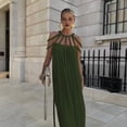 thumbnail image 6 of Women'S 2024 Summer Rope Knot Halter Party Dress Army Green One size, 6 of 9
