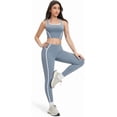 thumbnail image 7 of PISONIC Two Piece Womens Workout Set Backless Color Block Tank Tops Matching High Waist Leggings Gym Work Out Outfits, 7 of 7