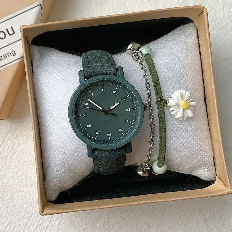 PU Leather Strap Round Dial Wrist Watch Watch Girls Wrist Decorations For Bridesmaid Wedding Dating Shopping Coffee Color