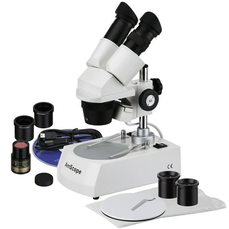 AmScope 20X-40X-80X Two Light Binocular Stereo Microscope with USB Imager Camera New
