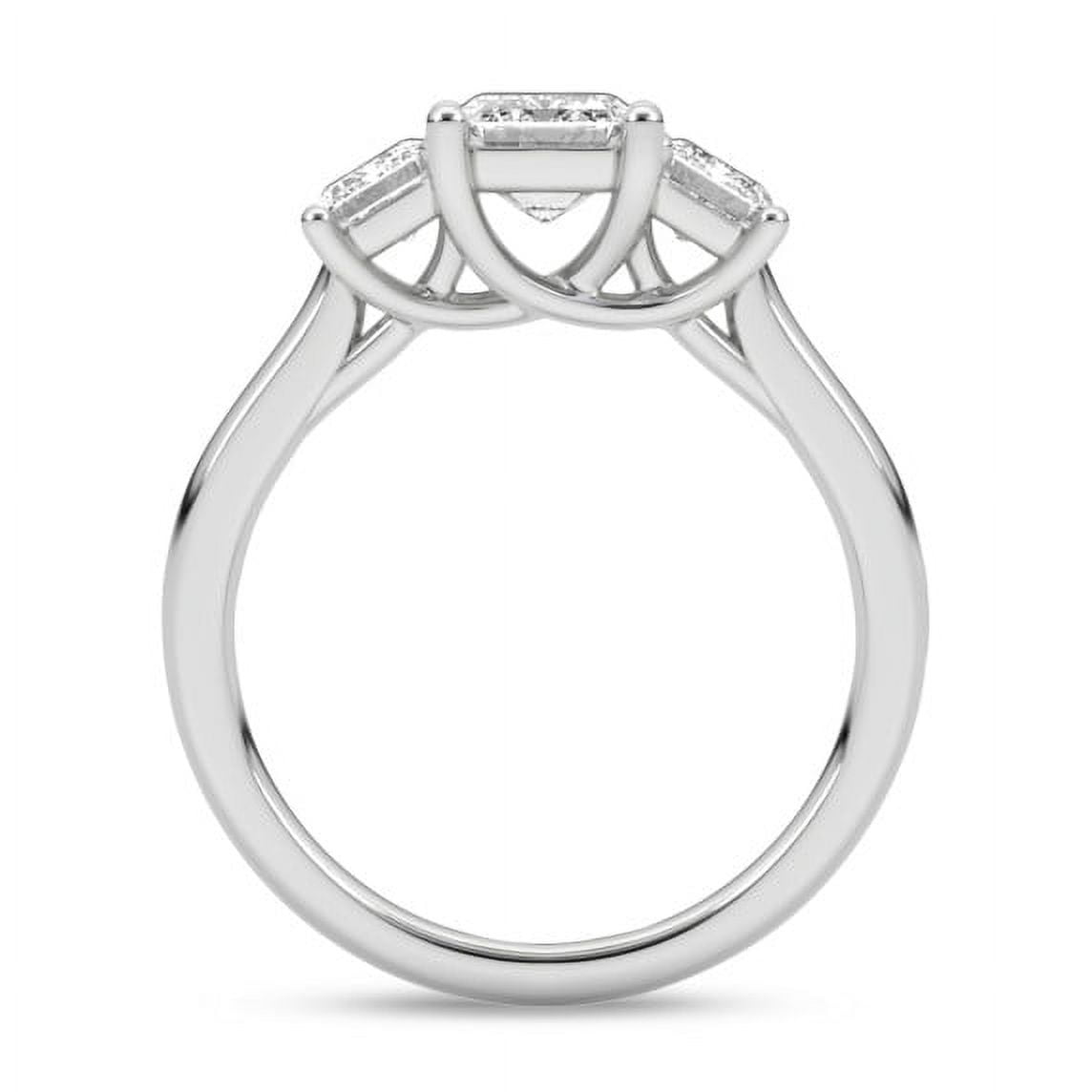 Lina Jewel Emerald Cut Engagement Wedding Trilogy Ring for Women - 3 Stone Solitaire with Accent Diamond Ring - 2.13 Ct Lab-Created Simulated Diamond - 14K White Gold Plated - Casual Daily Wear Ring