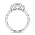thumbnail image 2 of Blue Jewel 2.02 Ct Emerald Cut Engagement Ring with Side Diamonds - 14K White Gold Plated 3 Stone Wedding Ring for Women - Solitaire Diamond Proposal Ring - Lab-Created Simulated Gemstone, 2 of 3