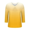 thumbnail image 5 of Yuanlook Womens Tops V Neck T Shirts 3/4 Sleeve Blouse Summer Fall Casual Tees Business Casual Tops - Yellow - L, 5 of 6