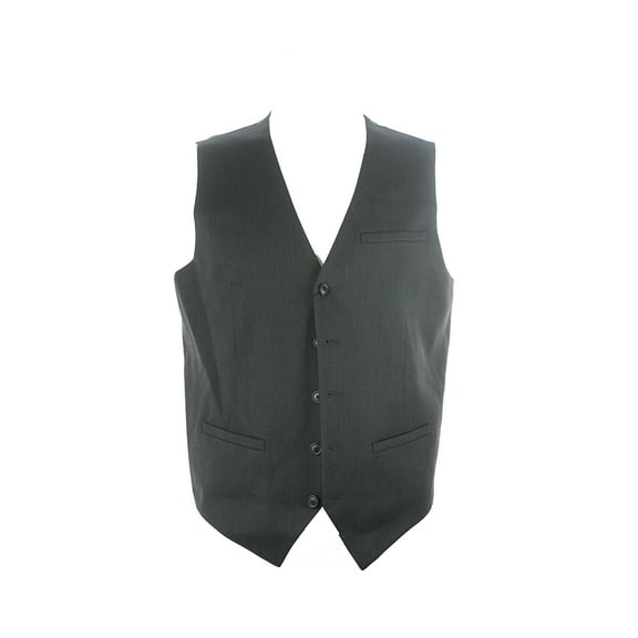 Perry Ellis Charcoal Striped Luxe Travel Vest M