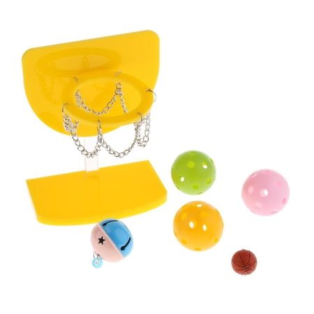 Pet Bird Parrot Intelligence Training Toys Mini Basketball Hoop Props Bell Balls Toys