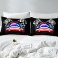 thumbnail image 3 of Erosebridal Housse de Couette Voiture de Course Rouge Grand Lit, Housse de Couette Sport de Vitesse Grand Lit, Décor Drapeau à Damier, Réversible 3 Pcs (Sans Couette), 3 of 7
