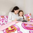 thumbnail image 4 of Manfei Coquette Pink Pumpkin Print Full Size Bedding Sets for Women, Bow Halloween Pumpkin Lantern Full Size Bed in a Bag, Pink Reversible, 7pcs, 4 of 7