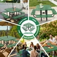 thumbnail image 6 of Gaonala 46" Square Outdoor Picnic Table Set 4 Built-in Benches Umbrella Hole Metal Commercial Grade Seats 8 for Garden Backyard (Green), 6 of 7