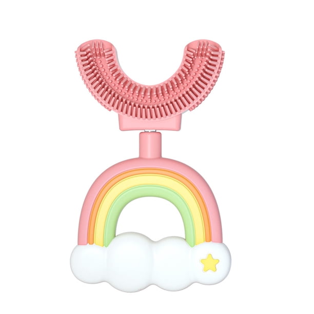 Cepillo de dientes en forma de U para niños Cepillo de dientes en forma de U Cepillo de dientes de masaje para blanquear la boca Cepillo de dientes de silicona suave de grado alimenticio Mango de arc JAMW Sencillez