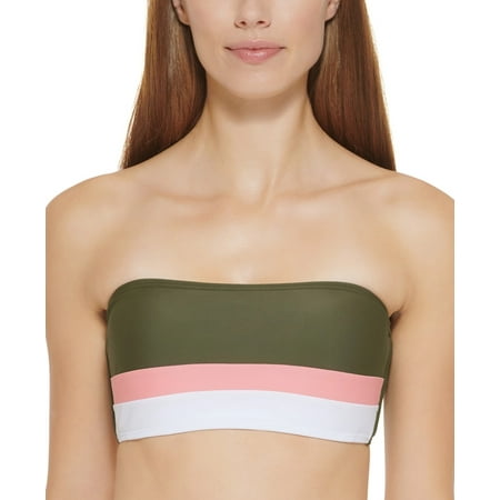 Dkny Women s Colorblocked Bandeau Bikini Top Swimsuit Green Size X-Large