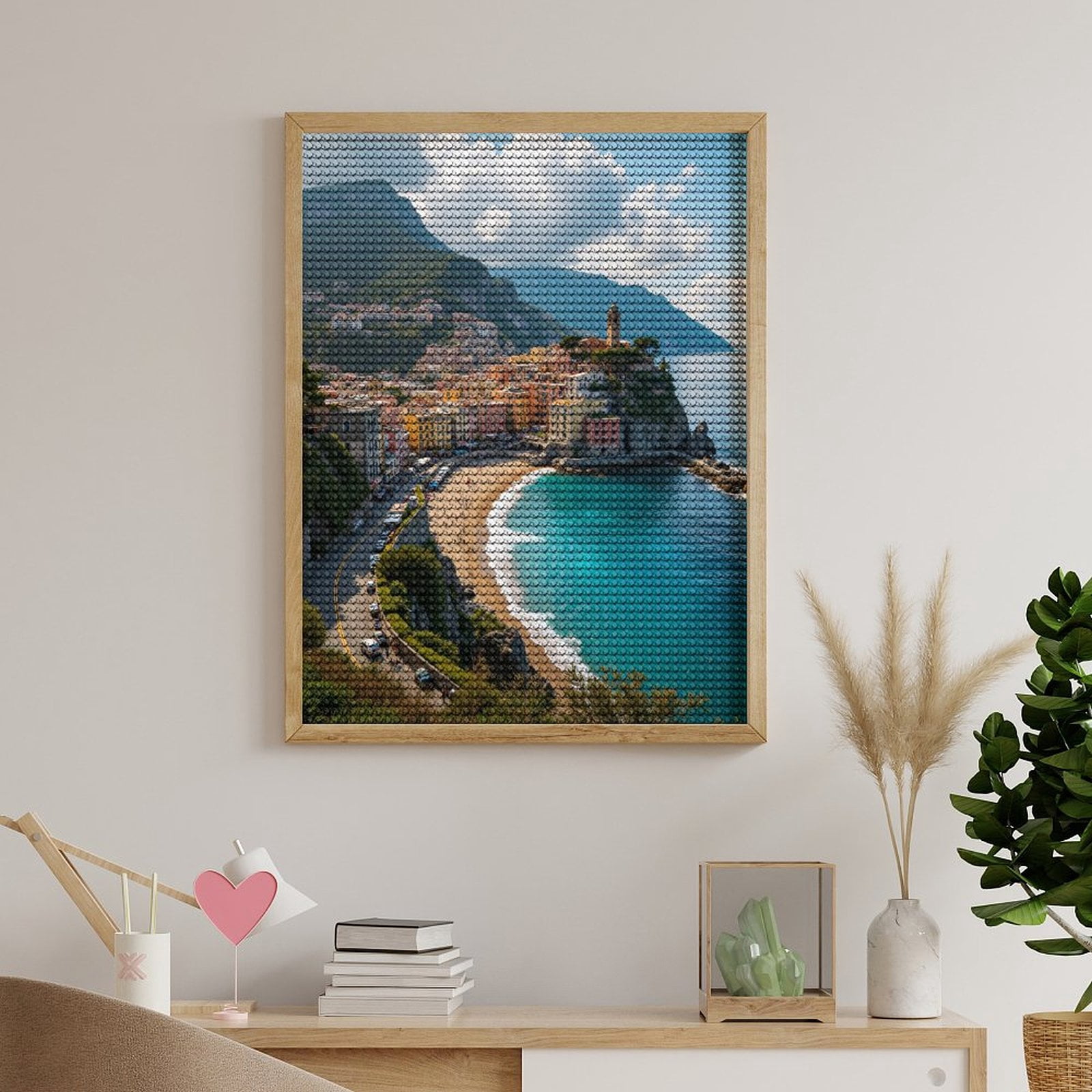 Diamond Art Kits for Adults, Beach Town Coastal View Summer Bliss 5D Diamond Painting Kits for Adults Beginners, DIY Full Drill Diamond Painting, Gem Art and Crafts 12x16