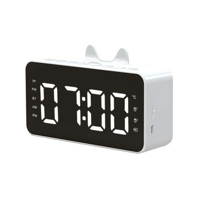 Reloj despertador Digital con espejo LED, reloj despertador de mesa con pantalla grande, altavoz inalámbrico, Subwoofer, reproductor de música, compatible con Bluetooth