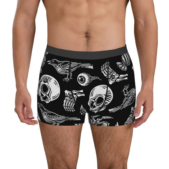 Balery Skull bird bat spider Calzoncillos bóxer para hombre, ropa interior de algodón suave y transpirable con cinturilla de nailon-Medium