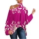 thumbnail image 2 of Pntutb, camisa informal para mujer, manga larga, cuello Halter, hombros descubiertos, blusa holgada con estampado de Polluer, tops Pntutb Pntutb-359, 2 of 5