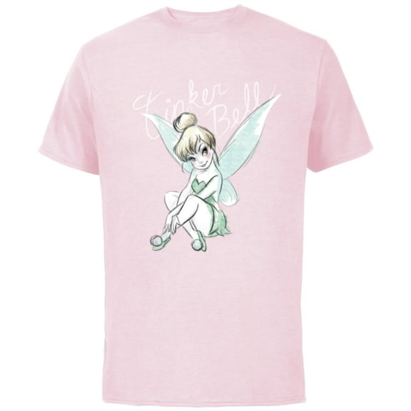 Disney Tinker Bell Sitting - Short Sleeve Cotton T-Shirt for Adults- Customized-Athletic Heather
