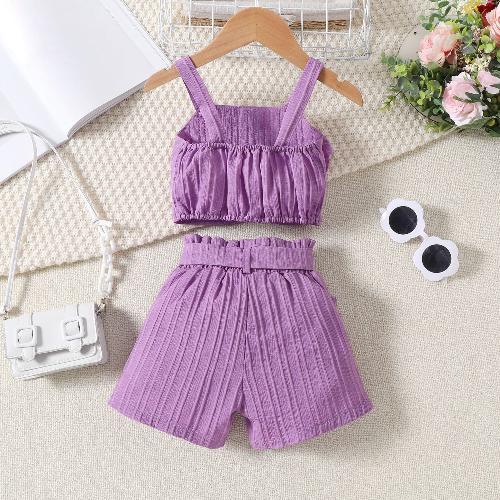 Coerni Toddler Girls Clothes 3T 4T 5T 6T 7T Summer Outfits Baby Kids Short Sleeve T-Shirt Tops & Bow Shorts Sets 2pcs