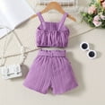 thumbnail image 5 of Toddler Baby Girl Outfit Solid Color Tops And Shorts Set Summer Clothes 6 12 18 24 Months 2t 3t 4t, 5 of 9
